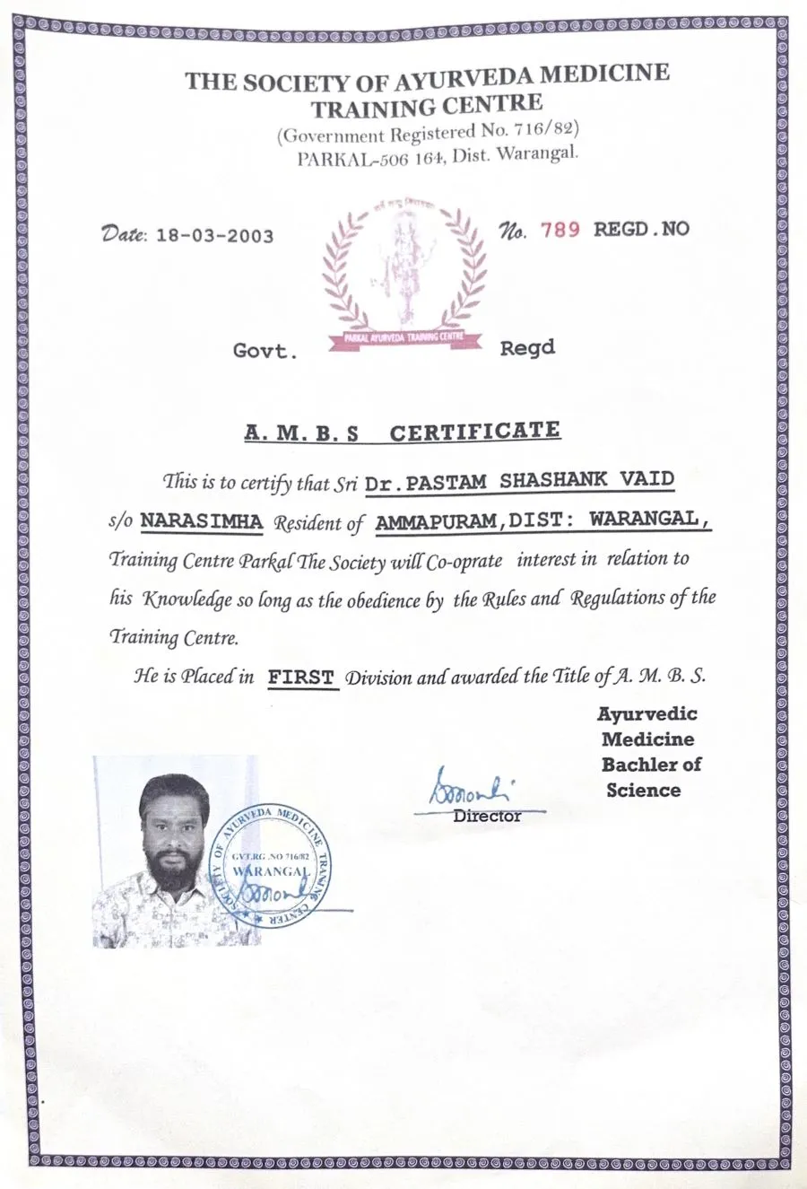 AMBS medical ayurveda certificate
