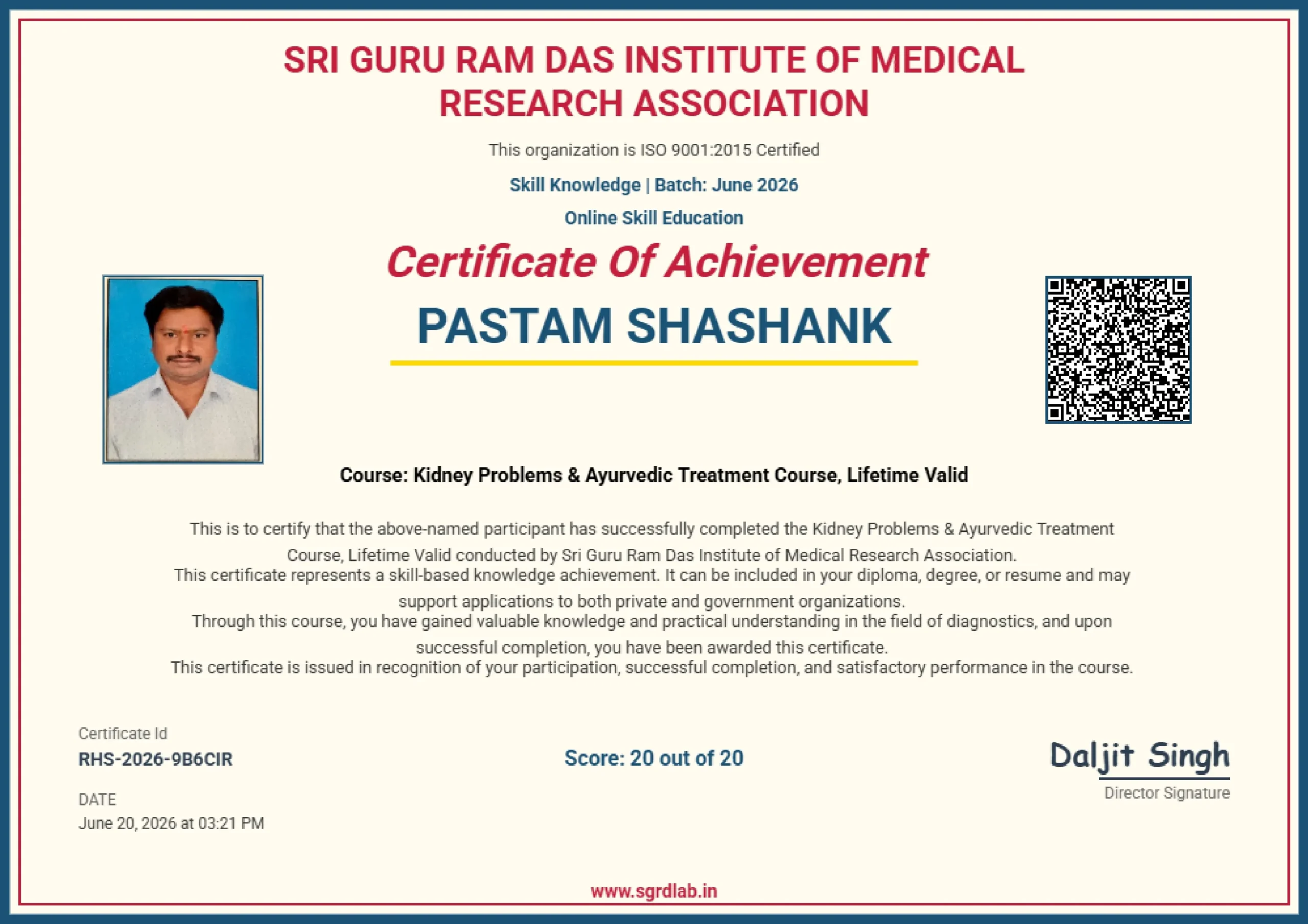 ayurveda certificate course India